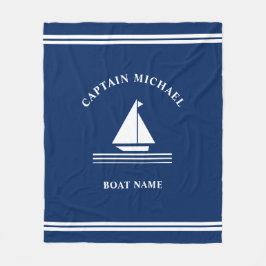 Nautical boating Navy Blue Boat Name Sailing Fleece Deken