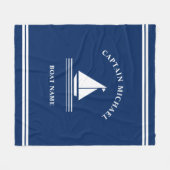 Nautical boating Navy Blue Boat Name Sailing Fleece Deken (Voorkant (Horizontaal))