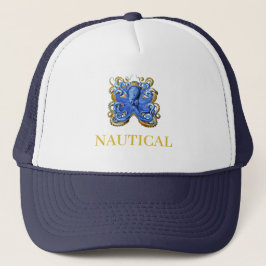 Nautical Boating Octopus Elegant Blauw Persoonlijk Trucker Pet