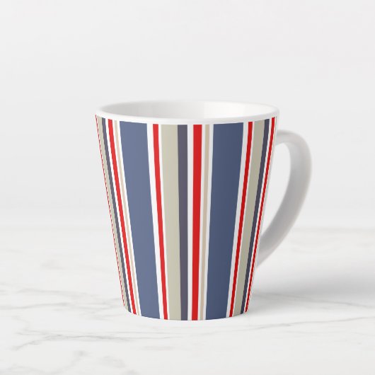 Nautical Bold Stripe Latte Mok (Rechterhoek)