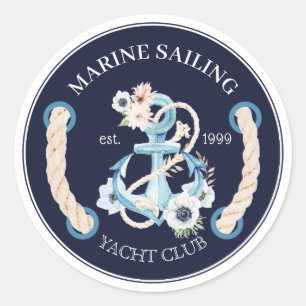 Nautical boot anchor marine bloom logo ronde sticker