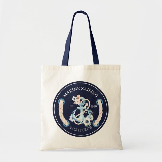 Nautical boot anchor marine bloom logo tote bag (Voorkant)