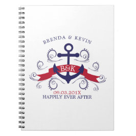 Nautical boot anchor navy-blue en red notitieboek