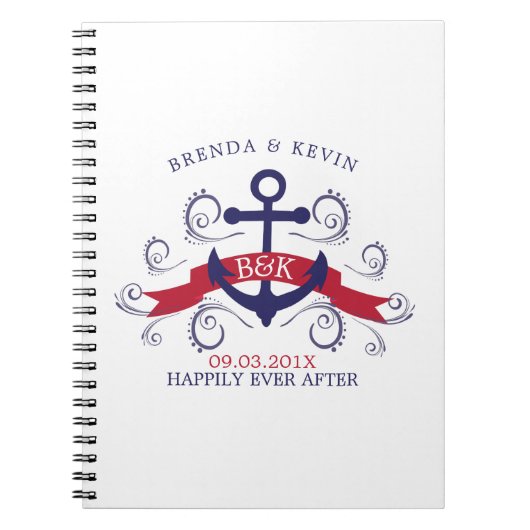 Nautical boot anchor navy-blue en red notitieboek (Voorkant)