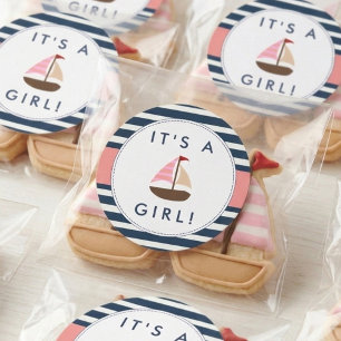 Nautical Boot Baby Shower Stickers - Het is een me