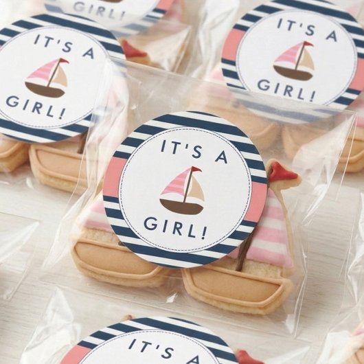 Nautical Boot Baby Shower Stickers - Het is een me