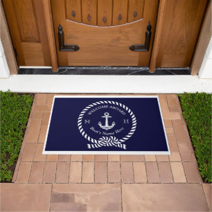 Nautical Boot Naam Anker Donker Navy Blauw Welkom Deurmat