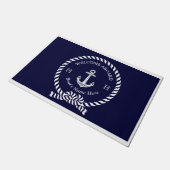 Nautical Boot Naam Anker Donker Navy Blauw Welkom Deurmat (Schuin)