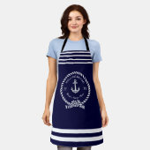 Nautical Boot Naam Anker Donker Navy Blauw Welkom Schort (Gedragen)