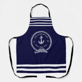 Nautical Boot Naam Anker Donker Navy Blauw Welkom Schort (Voorkant)