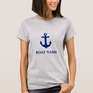 Nautical Boot Naam Anker Grijs W T-shirt