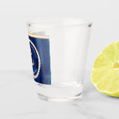 Nautical Boot Naam Anker Navy Blauw en Geel Shot Glas (Rechts)