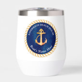 Nautical Boot Naam Anker Touw Navy Blauw Geel (Voorkant)