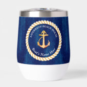 Nautical Boot Naam Anker Touw Navy Blauw Geel (Voorkant)