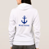 Nautical Boot Naam Anker Wit W Hoodie (Achterkant)