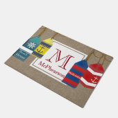 Nautical Bouys Burlap gepersonaliseerd Deurmat (Schuin)