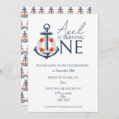Nautical Boy Anker Uitnodiging voor verjaardagsfee (Voorkant / Achterkant)