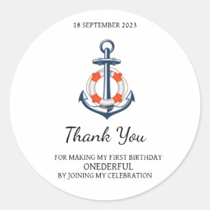 Nautical Boy Anker Verjaardag Dank u Sticker