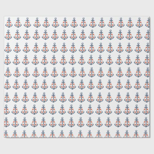 Nautical Boy Anker Verjaardag Wrapping Papier (Vlak)