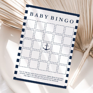 Nautical Boy Baby shower Baby Bingo Game