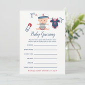 Nautical Boy Baby shower Baby Predicted Game Kaart (Staand voorkant)