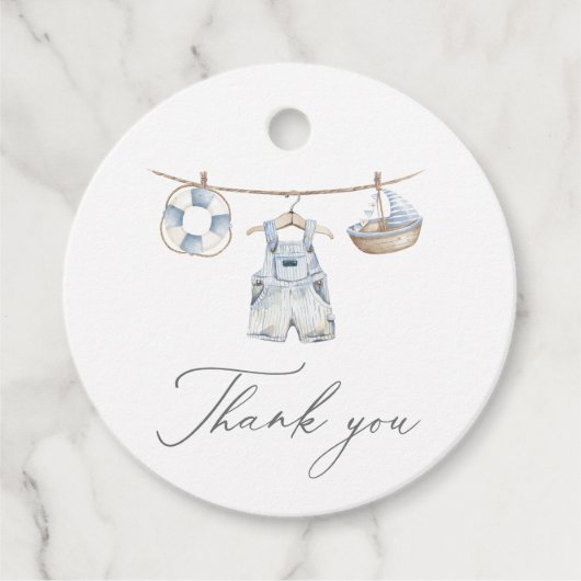 Nautical Boy Baby shower Bedankjes Labels (Voorkant)