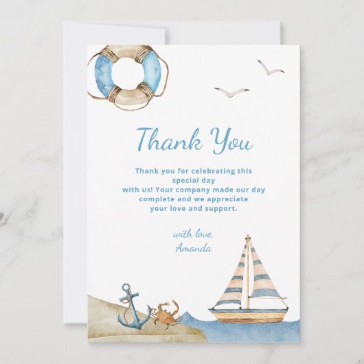 Nautical Boy Baby shower Bedankkaart (Voorkant)