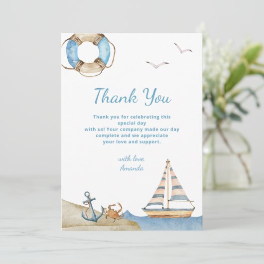 Nautical Boy Baby shower Bedankkaart (Staand voorkant)
