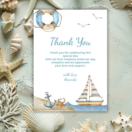 Nautical Boy Baby shower Bedankkaart