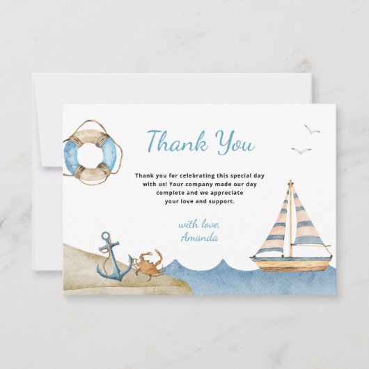 Nautical Boy Baby shower Bedankkaart (Voorkant)