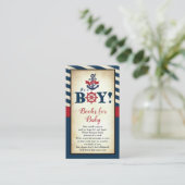 Nautical Boy Baby shower Boeken voor Baby Informatiekaartje (Staand voorkant)