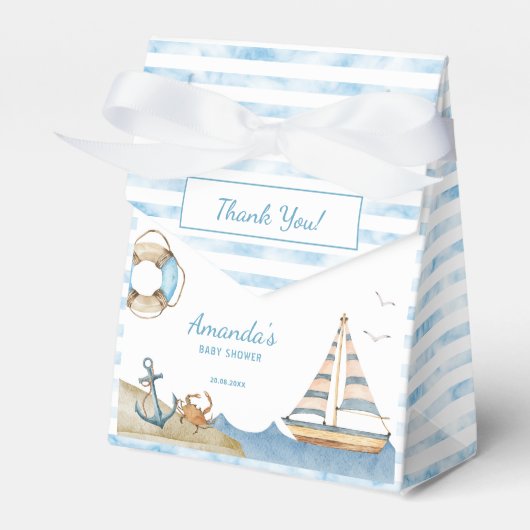 Nautical Boy Baby shower Dank u Bedankdoosjes (Voorkant Zijde)