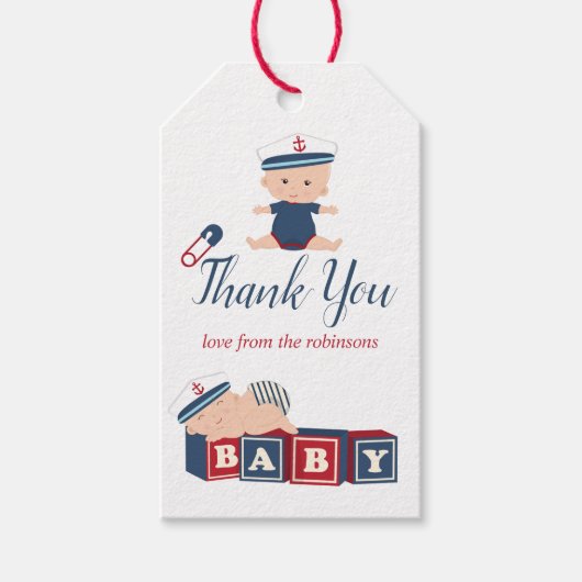 Nautical Boy Baby shower Dank u Cadeaulabel (Voorkant)