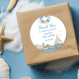 Nautical Boy Baby shower Dank u Ronde Sticker