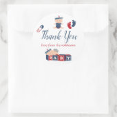 Nautical Boy Baby shower Dank u Ronde Sticker (Tas)
