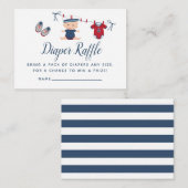 Nautical Boy Baby shower Diaper Raffle Informatiekaartje (Voorkant / Achterkant)