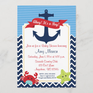 Nautical Boy Baby shower gepersonaliseerde uitnodi Kaart