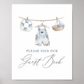 Nautical Boy Baby shower Guest Book Sign Poster (Voorkant)
