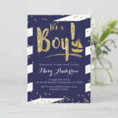 Nautical Boy Baby shower Invitation Kaart (Staand voorkant)