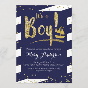 Nautical Boy Baby shower Invitation Kaart