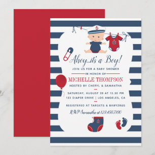 Nautical Boy Baby shower Invitation Kaart