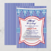 Nautical Boy Baby shower Invitation sailing Anchor Kaart (Voorkant / Achterkant)