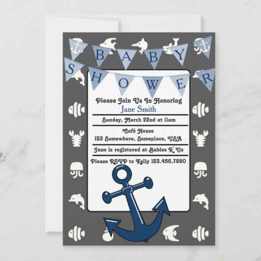 Nautical Boy Baby shower Kaart (Voorkant)