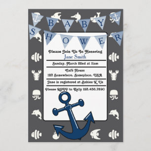 Nautical Boy Baby shower Kaart