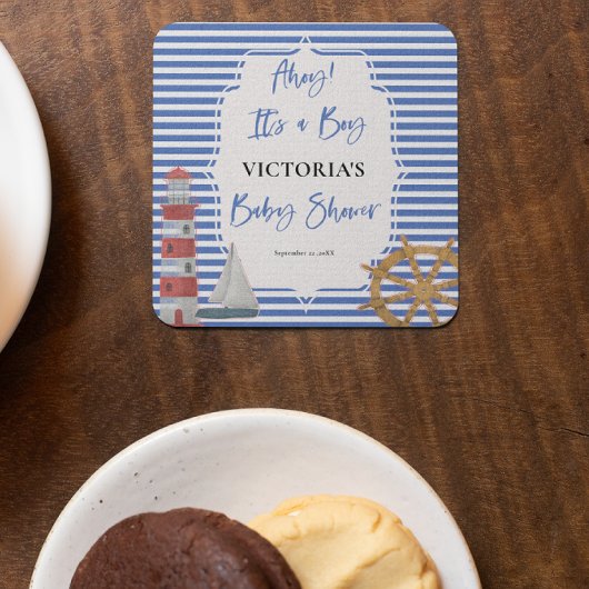 Nautical Boy Baby shower Kartonnen Onderzetters