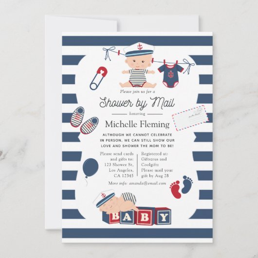 Nautical Boy Baby shower per mail Kaart (Voorkant)