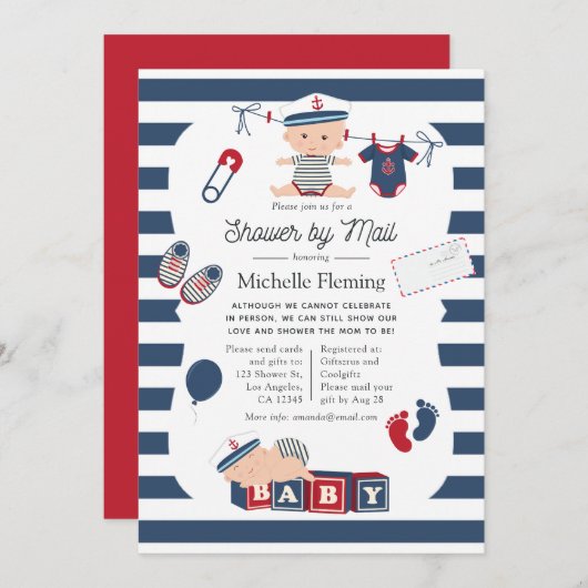 Nautical Boy Baby shower per mail Kaart (Voorkant / Achterkant)