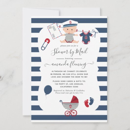 Nautical Boy Baby shower per mail Kaart (Voorkant)