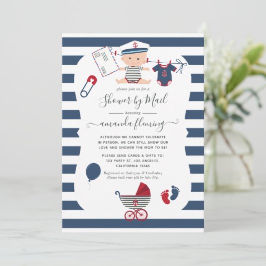 Nautical Boy Baby shower per mail Kaart (Staand voorkant)