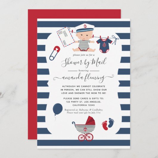 Nautical Boy Baby shower per mail Kaart (Voorkant / Achterkant)